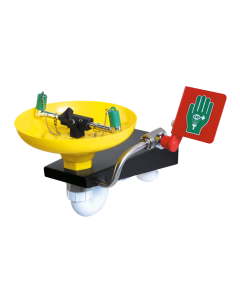 Hughes ABS open bowl eye wash with diffuser covers and push panel activation