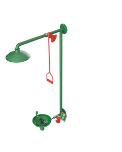 Wall mounted laboratory safety shower with eye wash