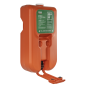 Hughes gravity fed eye washing station shown with handle down for activation