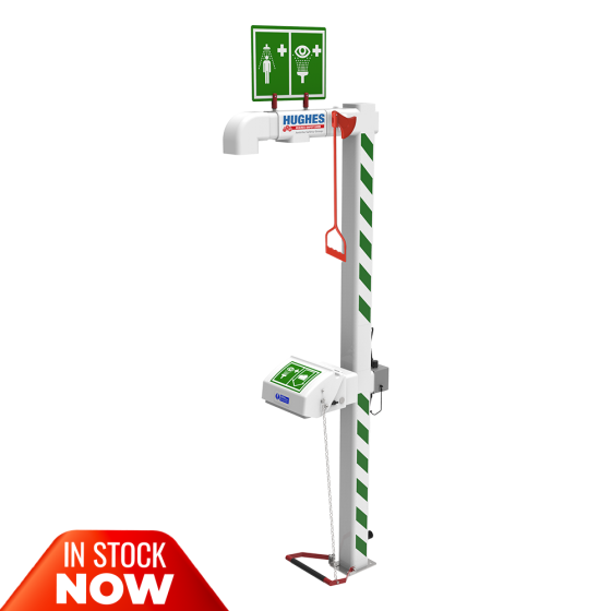 Trace tape heated safety shower with ASA closed bowl eye wash