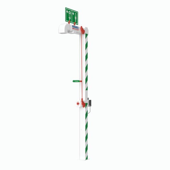 Hughes trace tape heated safety shower with body spray