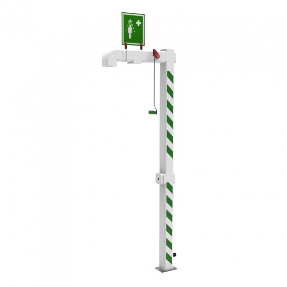 Jacketed and insulated floor mounted safety shower