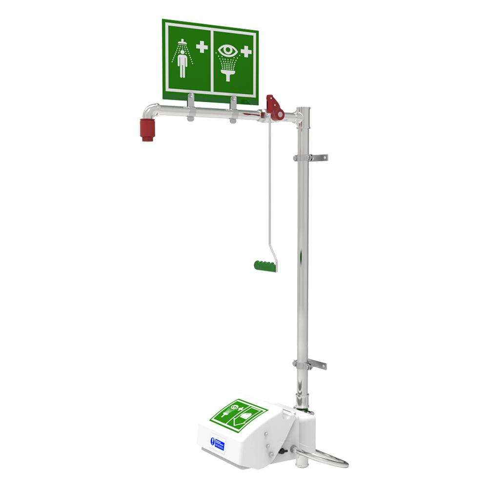Hughes combination safety shower and eye wash station